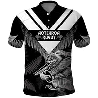 Aotearoa Silver Fern Rugby Custom Polo Shirt 2024 Go Kiwi LT14 Black - Polynesian Pride