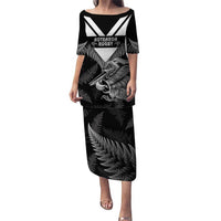 Aotearoa Silver Fern Rugby Custom Puletasi 2024 Go Kiwi LT14 Long Dress Black - Polynesian Pride
