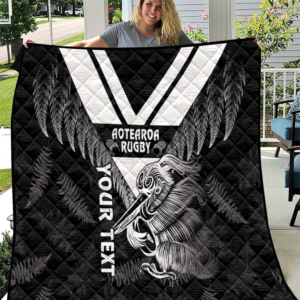Aotearoa Silver Fern Rugby Custom Quilt 2024 Go Kiwi LT14 Black - Polynesian Pride