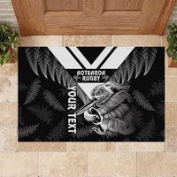 Aotearoa Silver Fern Rugby Custom Rubber Doormat 2024 Go Kiwi LT14 Black - Polynesian Pride