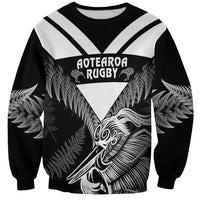 Aotearoa Silver Fern Rugby Custom Sweatshirt 2024 Go Kiwi LT14 Unisex Black - Polynesian Pride