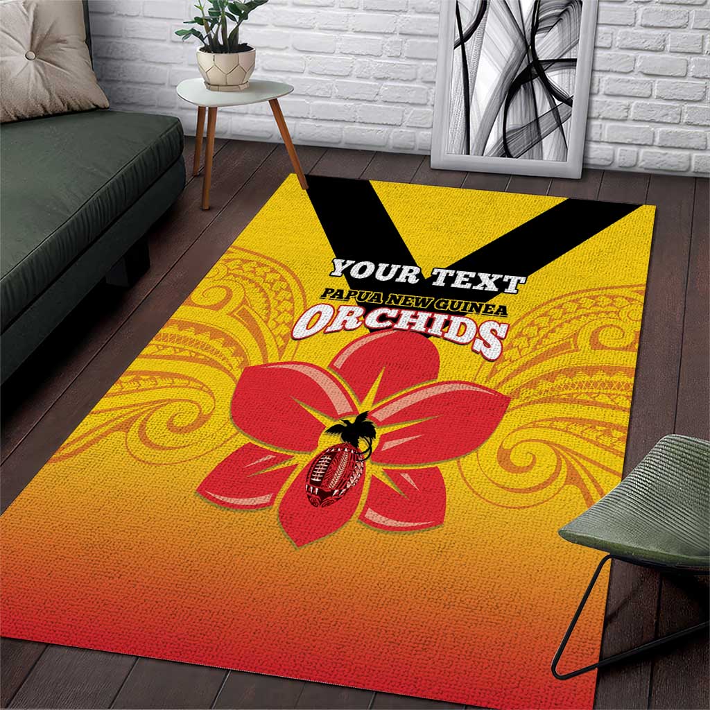 Orchids PNG Rugby Custom Area Rug Go Champions Papua New Guinea LT14 Yellow - Polynesian Pride