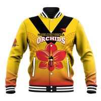 Orchids PNG Rugby Custom Baseball Jacket Go Champions Papua New Guinea LT14 Unisex Yellow - Polynesian Pride