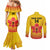 Orchids PNG Rugby Custom Couples Matching Mermaid Dress and Long Sleeve Button Shirt Go Champions Papua New Guinea