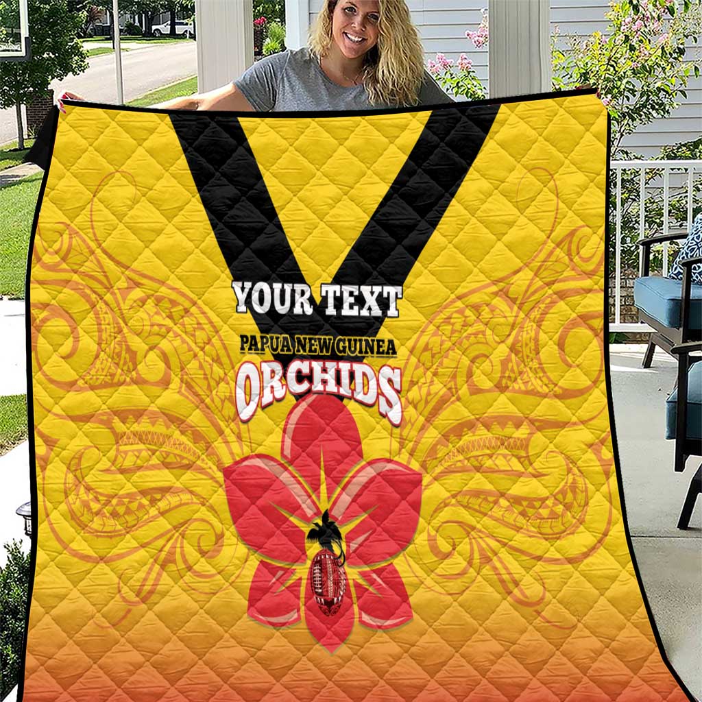 Orchids PNG Rugby Custom Quilt Go Champions Papua New Guinea LT14 Yellow - Polynesian Pride