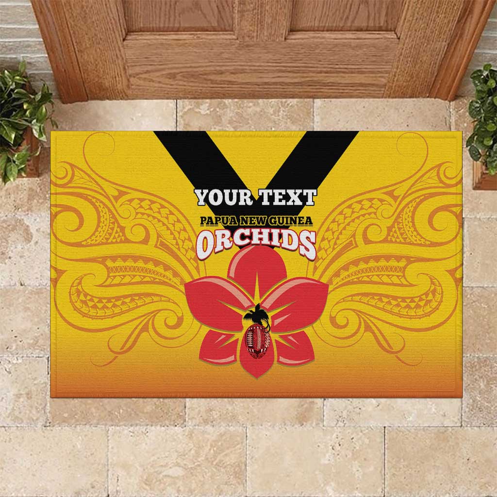 Orchids PNG Rugby Custom Rubber Doormat Go Champions Papua New Guinea LT14 Yellow - Polynesian Pride