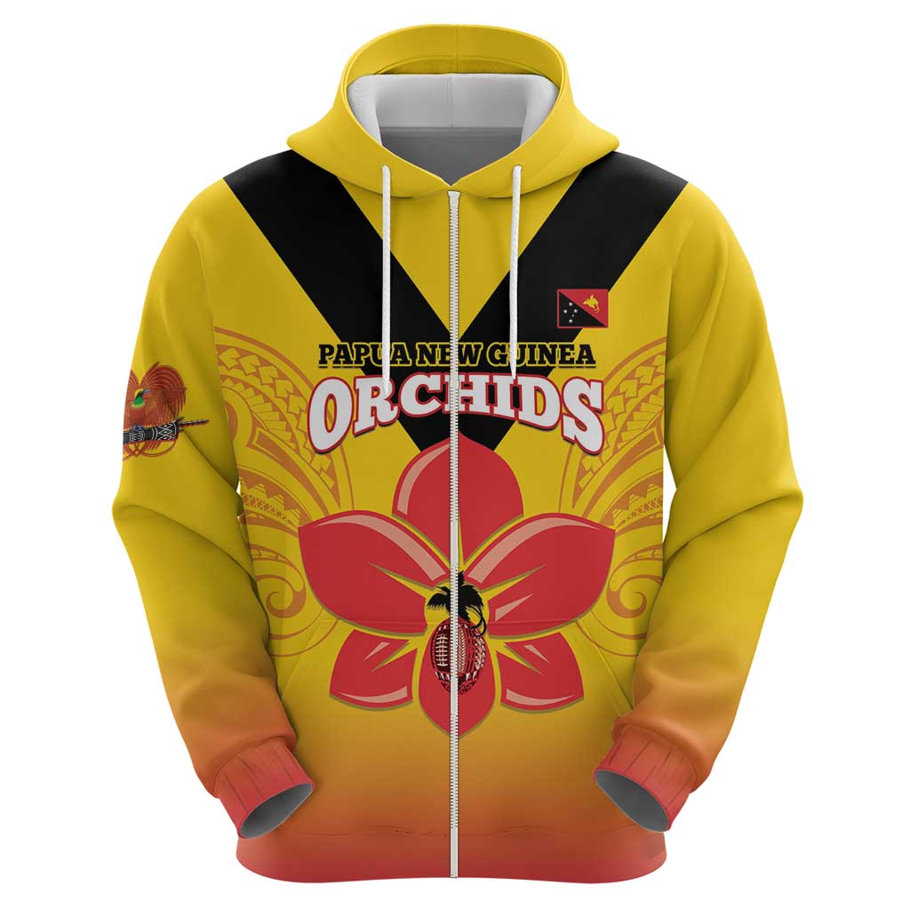 Orchids PNG Rugby Custom Zip Hoodie Go Champions Papua New Guinea LT14 - Polynesian Pride