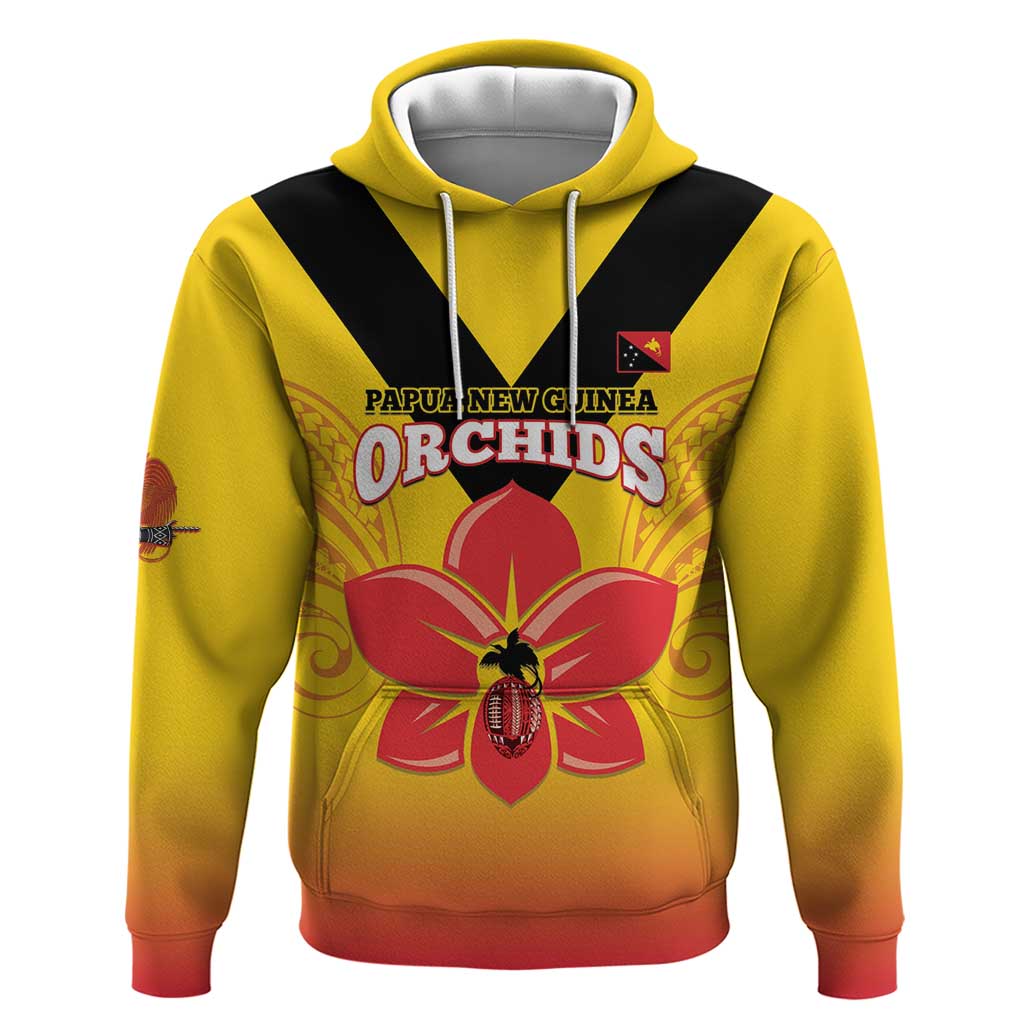 Orchids PNG Rugby Custom Zip Hoodie Go Champions Papua New Guinea LT14 Pullover Hoodie Yellow - Polynesian Pride