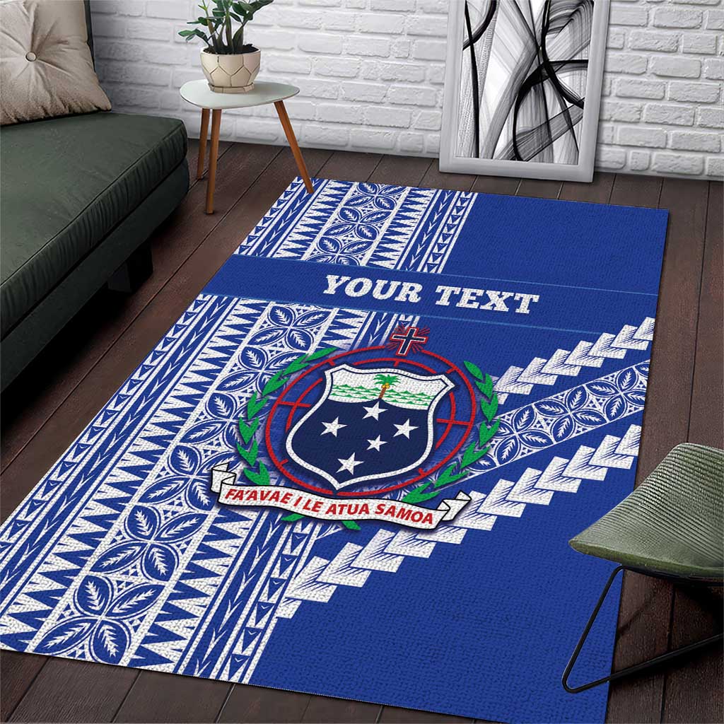 Fetu Samoa Rugby Custom Area Rug Siapo Pattern - Sporty Style LT14 Blue - Polynesian Pride