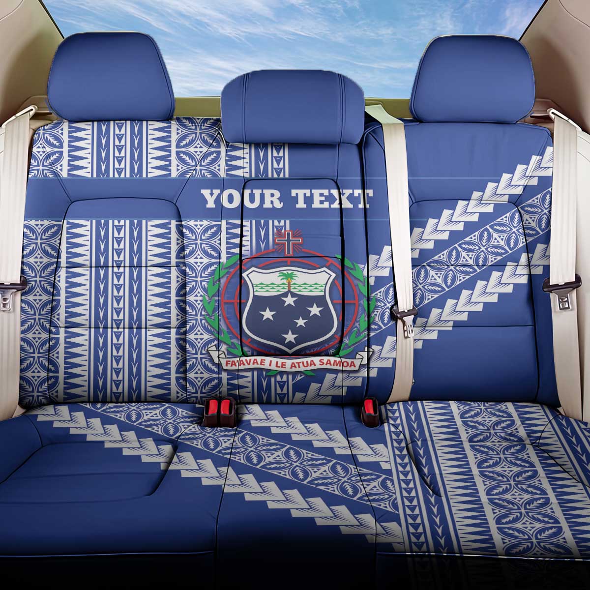 Fetu Samoa Rugby Custom Back Car Seat Cover Siapo Pattern - Sporty Style LT14 One Size Blue - Polynesian Pride