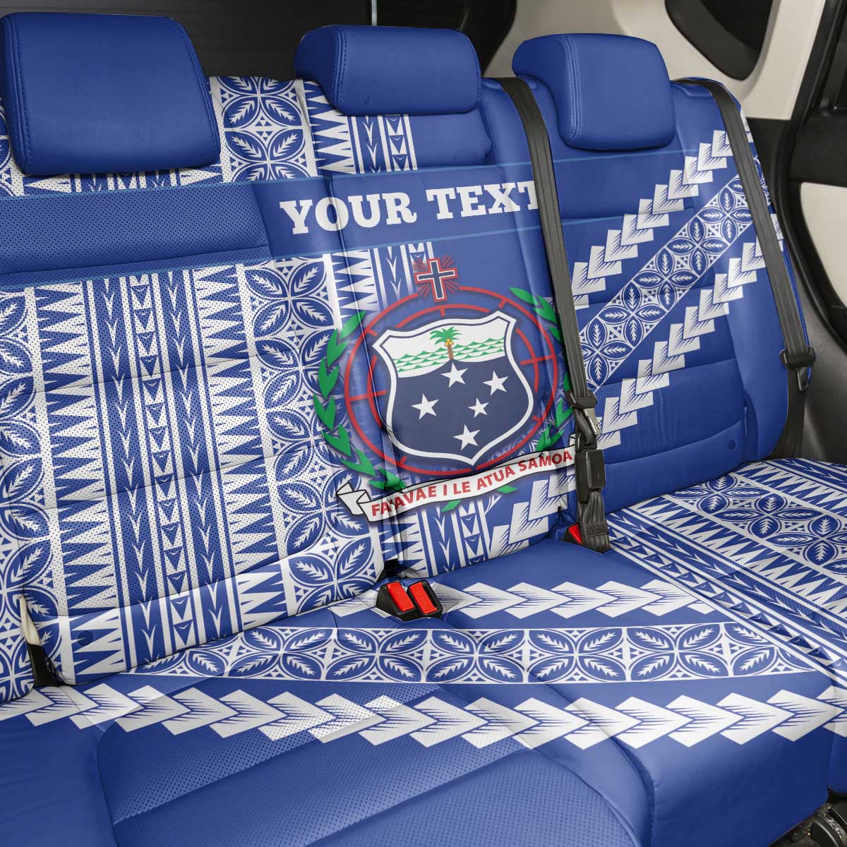 Fetu Samoa Rugby Custom Back Car Seat Cover Siapo Pattern - Sporty Style LT14 - Polynesian Pride