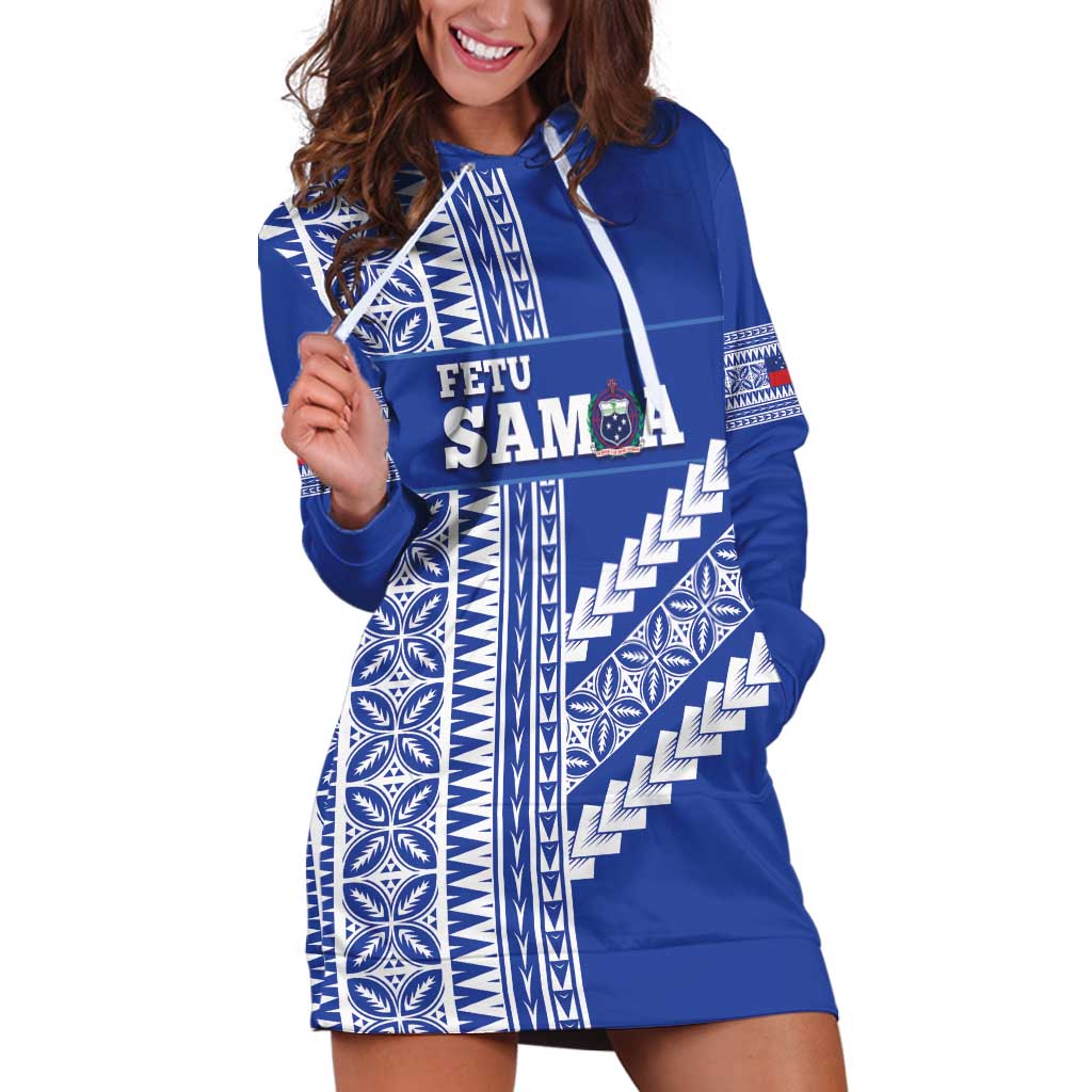 Fetu Samoa Rugby Custom Hoodie Dress Siapo Pattern - Sporty Style LT14 Blue - Polynesian Pride