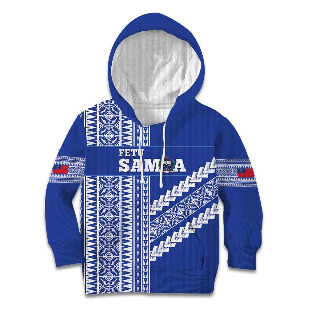 Fetu Samoa Rugby Custom Kid Hoodie Siapo Pattern - Sporty Style LT14 Hoodie Blue - Polynesian Pride