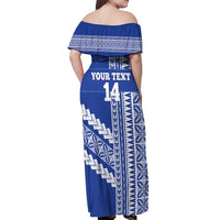 Fetu Samoa Rugby Custom Off Shoulder Maxi Dress Siapo Pattern - Sporty Style LT14 - Polynesian Pride
