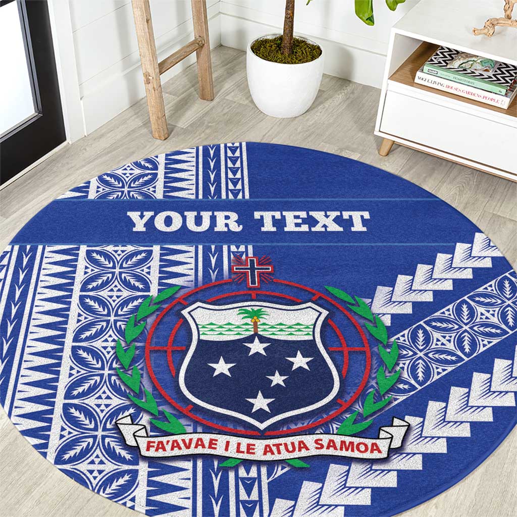 Fetu Samoa Rugby Custom Round Carpet Siapo Pattern - Sporty Style LT14 Blue - Polynesian Pride