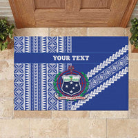 Fetu Samoa Rugby Custom Rubber Doormat Siapo Pattern - Sporty Style LT14 Blue - Polynesian Pride