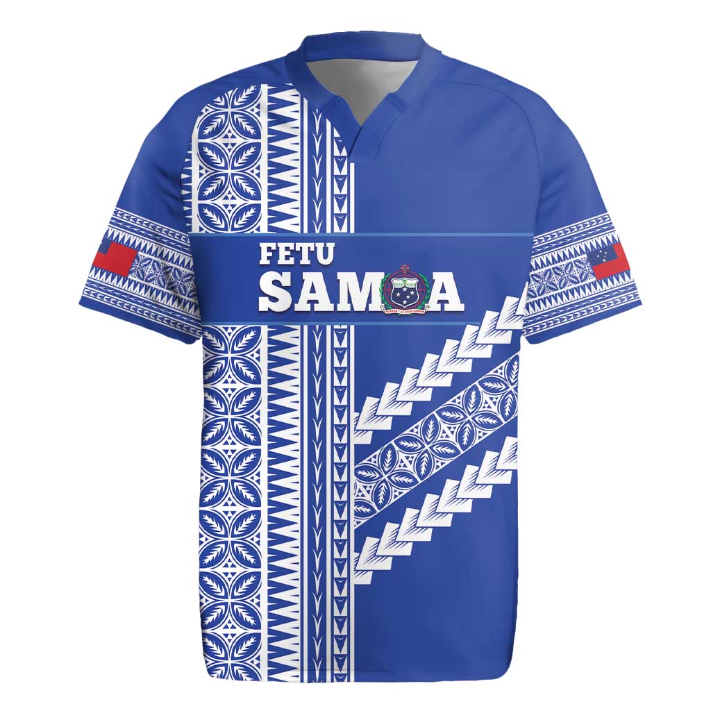 Fetu Samoa Rugby Custom Rugby Jersey Siapo Pattern - Sporty Style LT14 Blue - Polynesian Pride