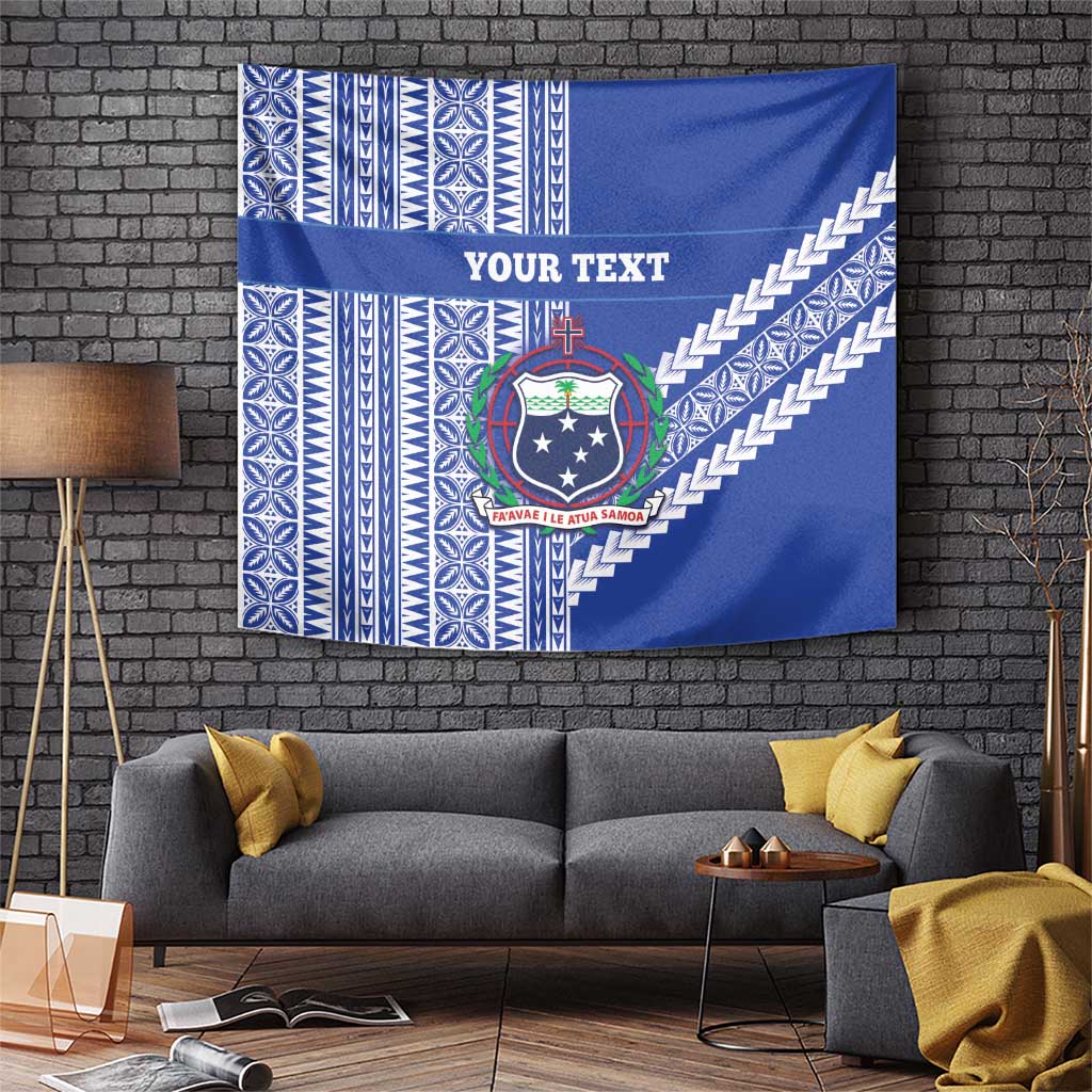 Fetu Samoa Rugby Custom Tapestry Siapo Pattern - Sporty Style LT14 Blue - Polynesian Pride