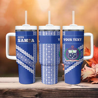 Custom Fetu Samoa Rugby Tumbler With Handle Siapo Pattern - Sporty Style LT14 - Polynesian Pride