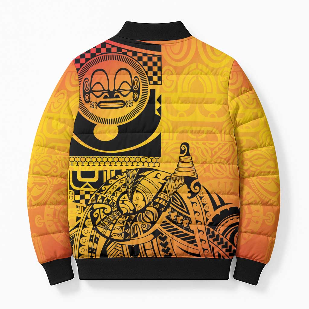 Marquesas Islands Bomber Puffer Jacket Marquesan Matatiki Fish Hook Patutiki LT14 - Polynesian Pride