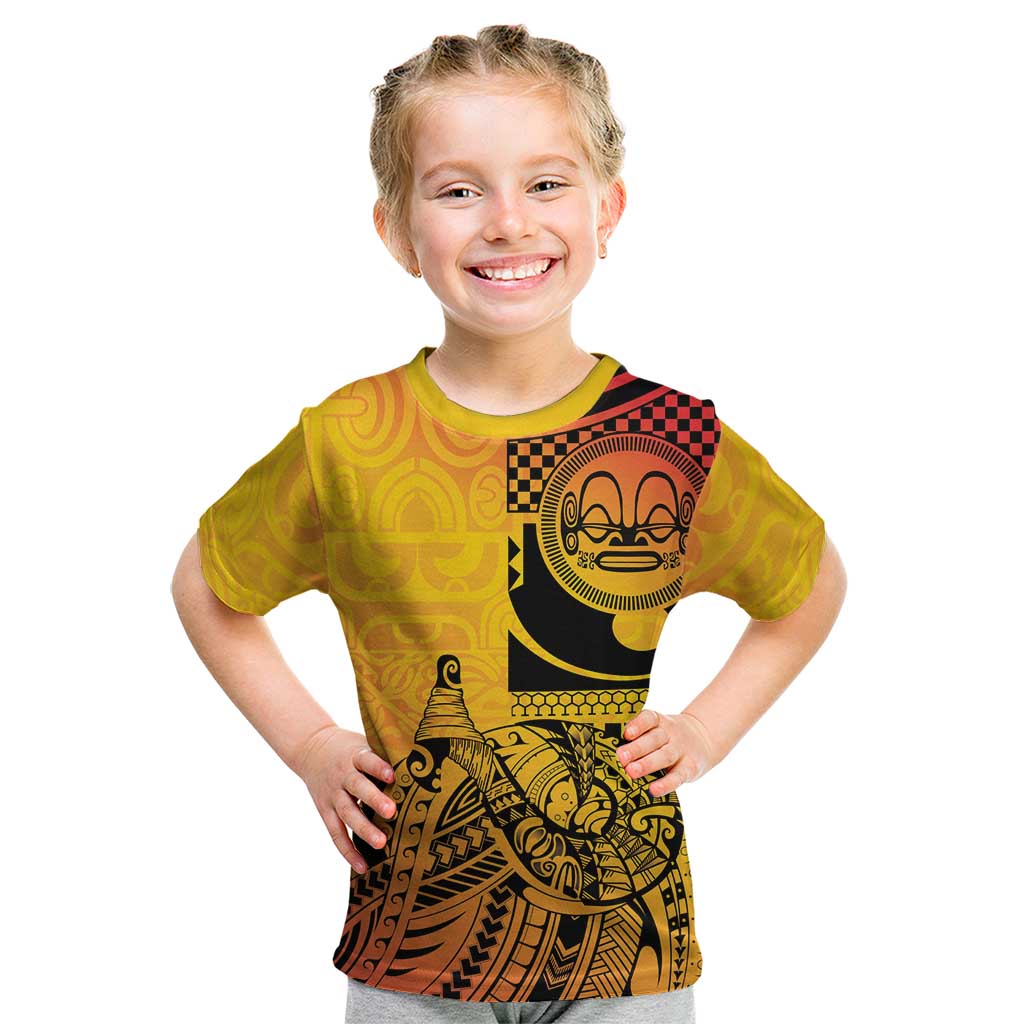 Marquesas Islands Kid T Shirt Marquesan Matatiki Fish Hook Patutiki LT14 Yellow - Polynesian Pride