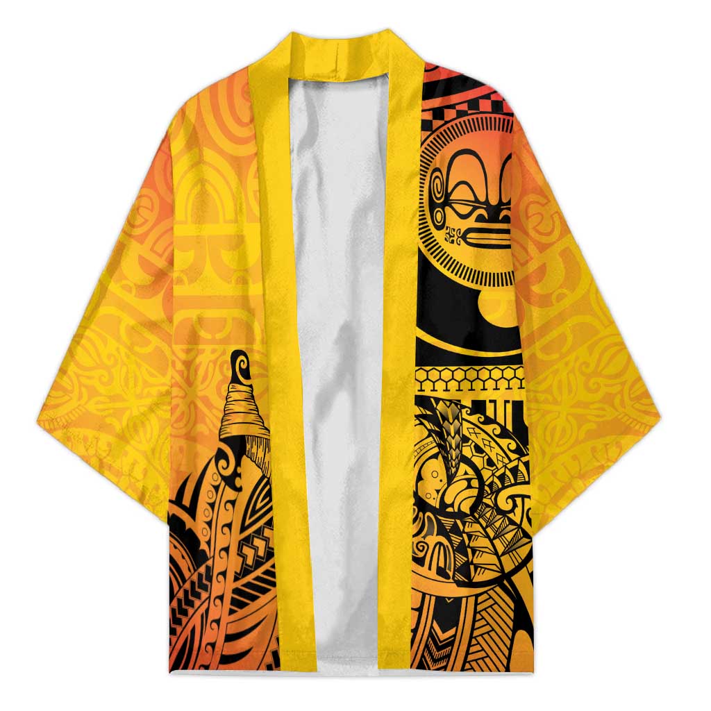 Marquesas Islands Kimono Marquesan Matatiki Fish Hook Patutiki LT14 Unisex Yellow - Polynesian Pride