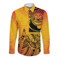 Marquesas Islands Long Sleeve Button Shirt Marquesan Matatiki Fish Hook Patutiki LT14 Unisex Yellow - Polynesian Pride