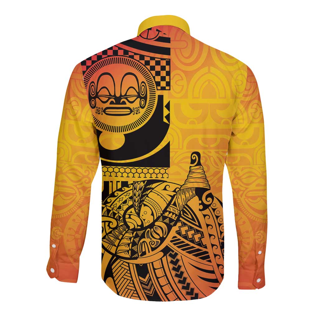 Marquesas Islands Long Sleeve Button Shirt Marquesan Matatiki Fish Hook Patutiki LT14 - Polynesian Pride