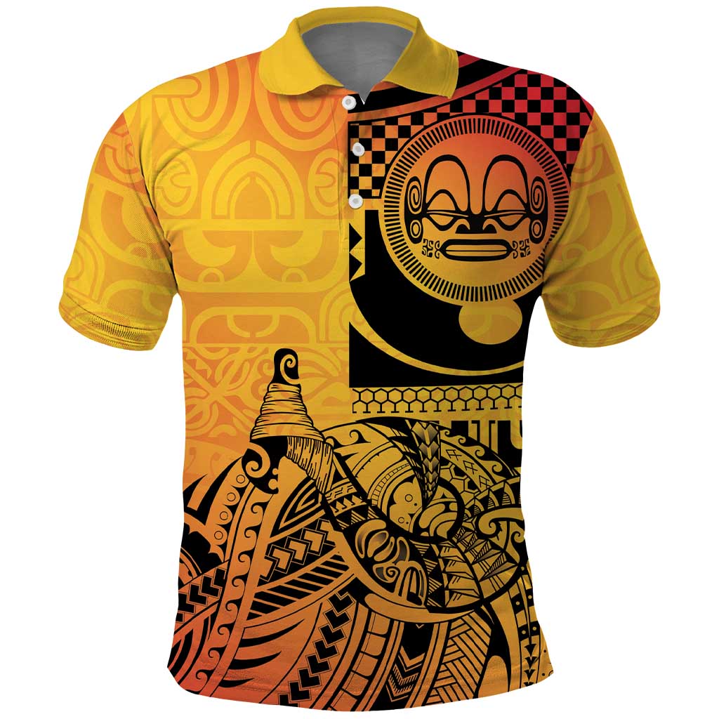 Marquesas Islands Polo Shirt Marquesan Matatiki Fish Hook Patutiki LT14 Yellow - Polynesian Pride