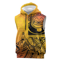 Marquesas Islands Sleeveless Hoodie Marquesan Matatiki Fish Hook Patutiki LT14 Yellow - Polynesian Pride