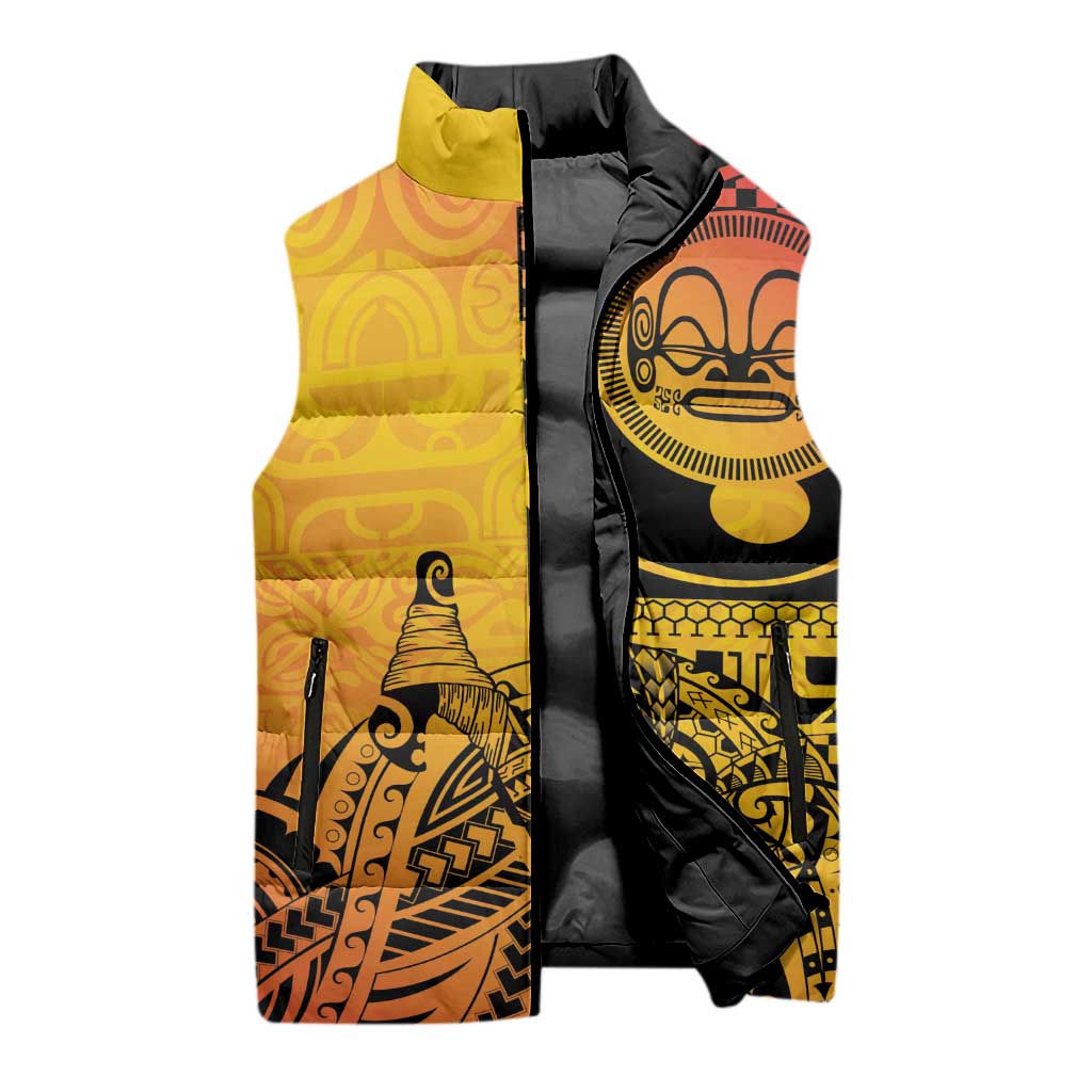 Marquesas Islands Sleeveless Puffer Jacket Marquesan Matatiki Fish Hook Patutiki LT14 - Polynesian Pride