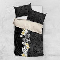Black Samoa Tattoo Bedding Set Plumeria Samoan Ocean Tatau Pattern LT14 US Twin 172cm x 218cm Black - Polynesian Pride