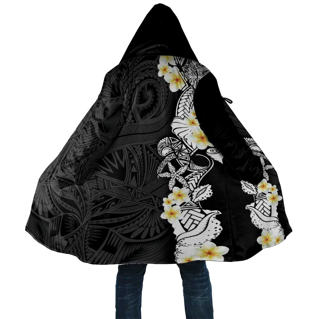 Black Samoa Tattoo Cloak Plumeria Samoan Ocean Tatau Pattern LT14 Unisex Black - Polynesian Pride