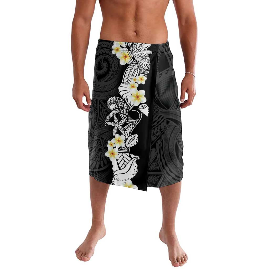 Black Samoa Tattoo Lavalava Plumeria Samoan Ocean Tatau Pattern LT14 Black - Polynesian Pride