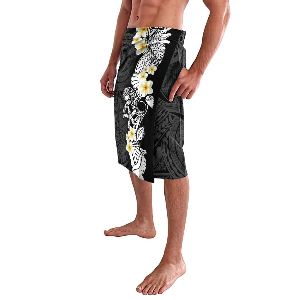 Black Samoa Tattoo Lavalava Plumeria Samoan Ocean Tatau Pattern LT14 - Polynesian Pride