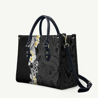 Black Samoa Tattoo Leather Bag Plumeria Samoan Ocean Tatau Pattern LT14 Black - Polynesian Pride