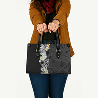 Black Samoa Tattoo Leather Bag Plumeria Samoan Ocean Tatau Pattern LT14 - Polynesian Pride