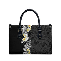 Black Samoa Tattoo Leather Bag Plumeria Samoan Ocean Tatau Pattern LT14 - Polynesian Pride