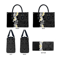 Black Samoa Tattoo Leather Bag Plumeria Samoan Ocean Tatau Pattern LT14 - Polynesian Pride