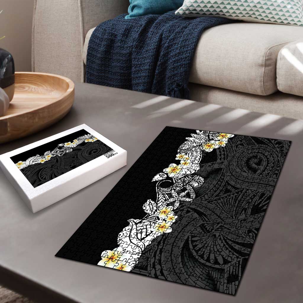 Black Samoa Tattoo Puzzle Plumeria Samoan Ocean Tatau Pattern LT14 - Polynesian Pride