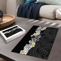 Black Samoa Tattoo Puzzle Plumeria Samoan Ocean Tatau Pattern LT14 - Polynesian Pride