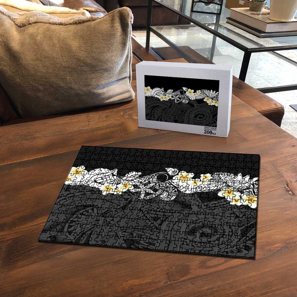 Black Samoa Tattoo Puzzle Plumeria Samoan Ocean Tatau Pattern LT14 - Polynesian Pride