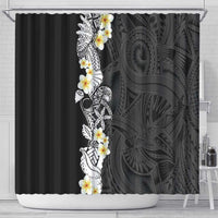 Black Samoa Tattoo Shower Curtain Plumeria Samoan Ocean Tatau Pattern LT14 - Polynesian Pride