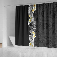 Black Samoa Tattoo Shower Curtain Plumeria Samoan Ocean Tatau Pattern LT14 - Polynesian Pride