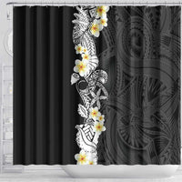 Black Samoa Tattoo Shower Curtain Plumeria Samoan Ocean Tatau Pattern LT14 - Polynesian Pride