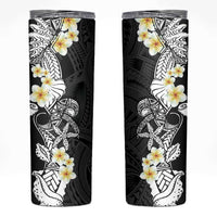 Black Samoa Tattoo Skinny Tumbler Plumeria Samoan Ocean Tatau Pattern LT14 Black - Polynesian Pride