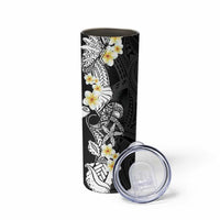 Black Samoa Tattoo Skinny Tumbler Plumeria Samoan Ocean Tatau Pattern LT14 - Polynesian Pride