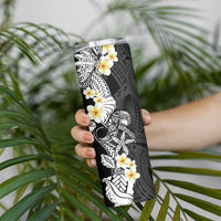 Black Samoa Tattoo Skinny Tumbler Plumeria Samoan Ocean Tatau Pattern LT14 - Polynesian Pride