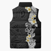 Black Samoa Tattoo Sleeveless Puffer Jacket Plumeria Samoan Ocean Tatau Pattern LT14 - Polynesian Pride