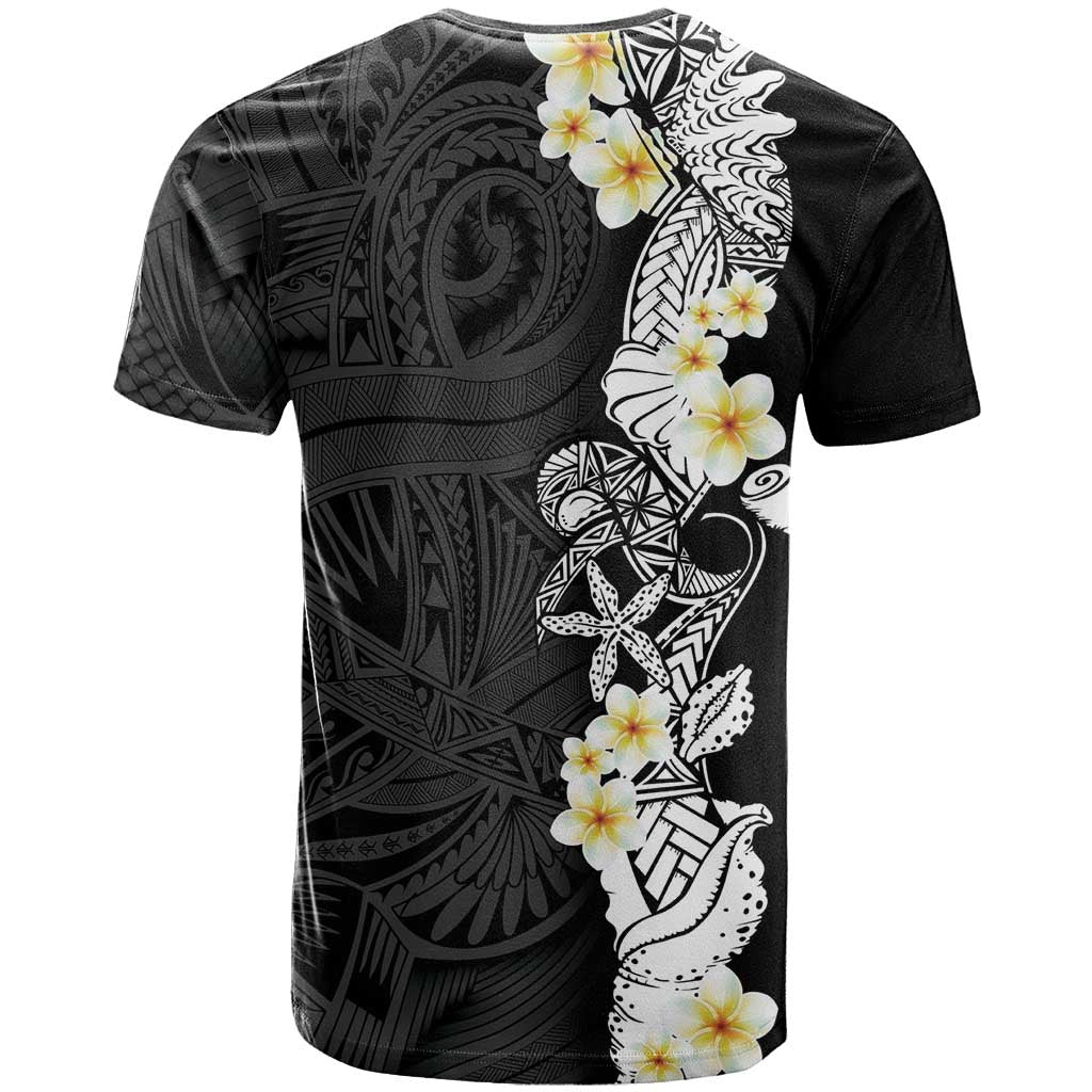 Black Samoa Tattoo T Shirt Plumeria Samoan Ocean Tatau Pattern LT14 - Polynesian Pride